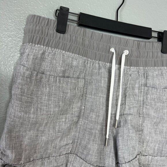 Athleta 100% Linen Shorts Womens Size 6 High Rise Gray Pull On 3.5 Inch Inseam - Picture 3 of 6